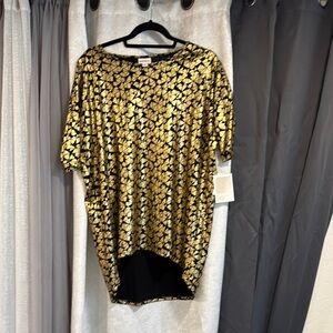 LuLaRoe Gold Leopard Print Oversized Blouse